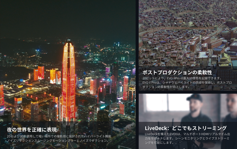 夜の世界をに表現、ポストプロダクションの柔軟性、LIVEDECK:どこでもストリーミング